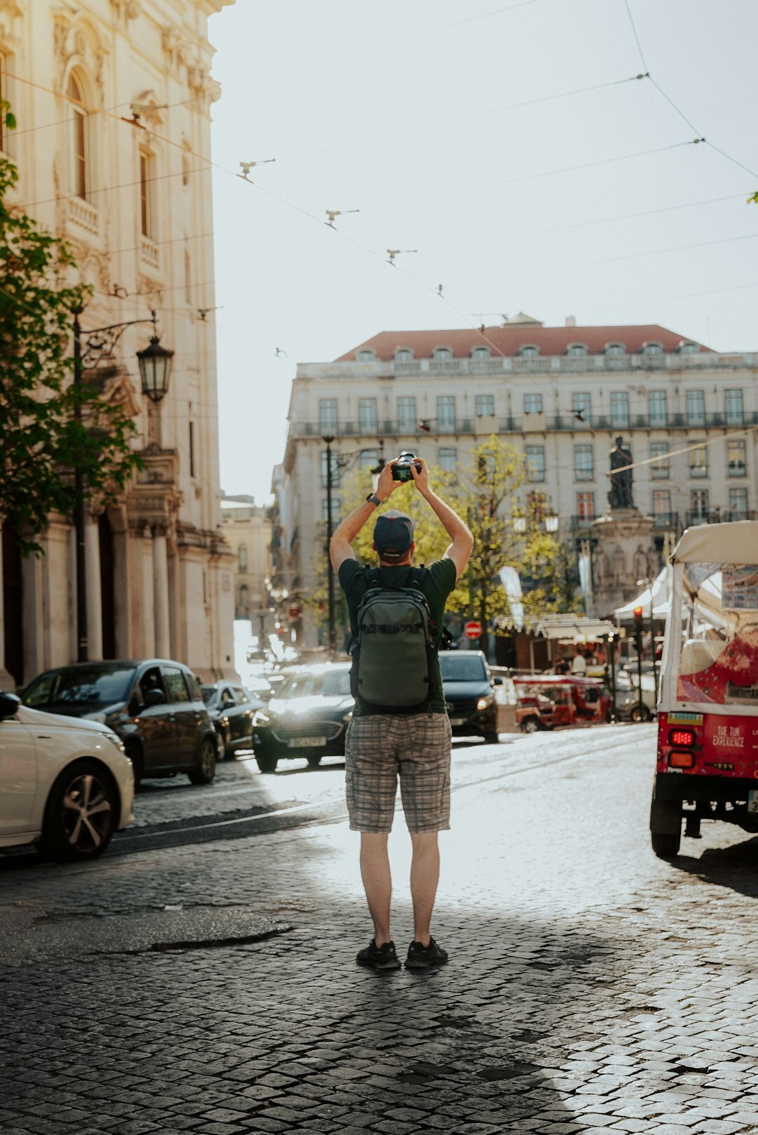 photographer with camera in street