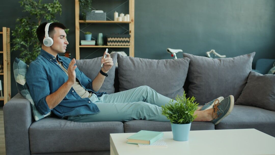 young man in apartment