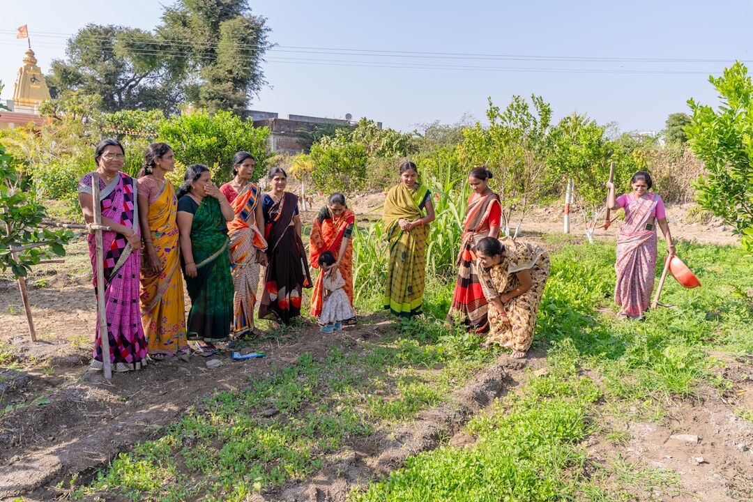 group of volunteers in garden